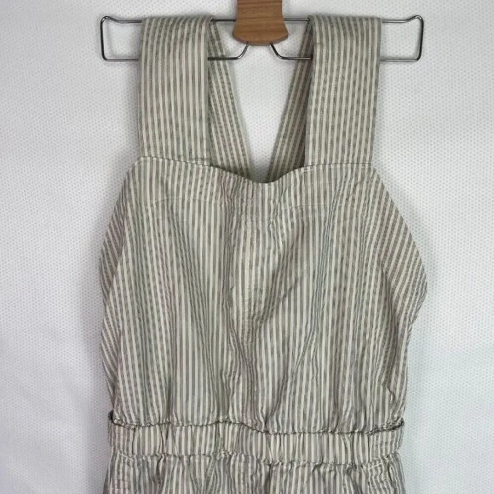 Everlane The Fatigue Apron Organic Cotton Linen Blend Jumpsuit Navy Stripe 8